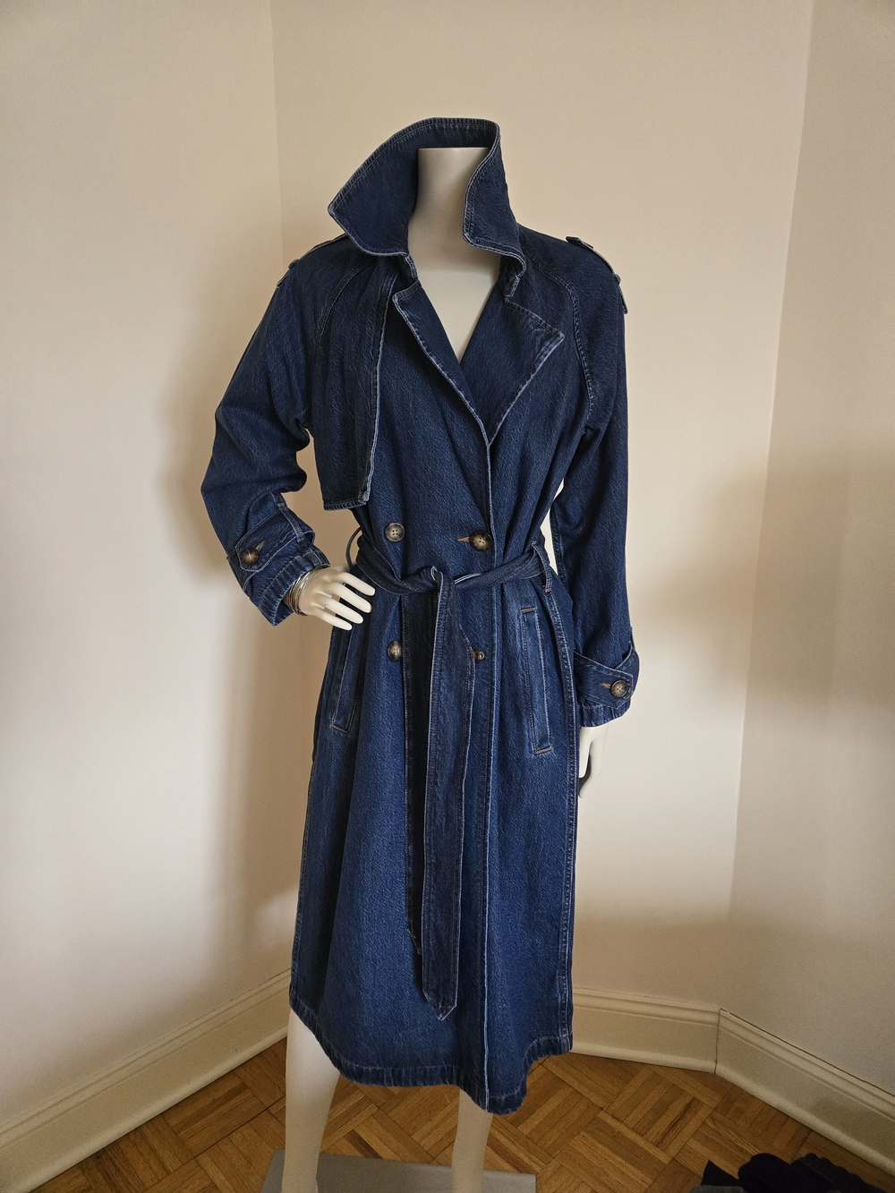 Brand New With Tags Abercrombie & Fitch Dark Blue Denim Trench Coat